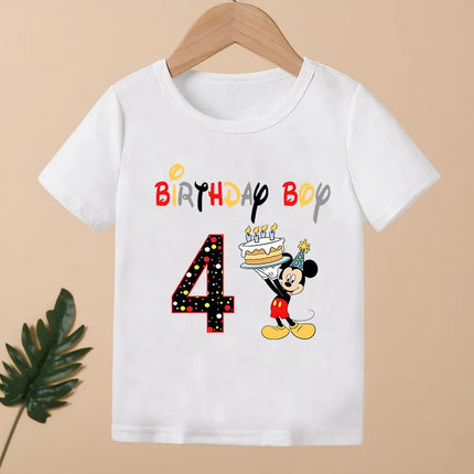 Mickey Mouse Print Cartoon Girls Clothes 1 2 3 4 5 6 7 8 9 Years Happy Birthday Custom Name Kids T-shirt Baby Children T-Shirt