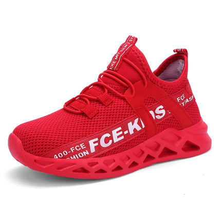 Red Children's Shoes Sports Running Sneakers Breathable Lightweight Soft Non-slip Mesh Comfortable Walking For Boys Girls Kids