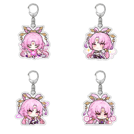 Honkai: Star Rail Anime Figure Acrylic Keychain Dan Heng Feixiao Firefly Model Plate 4pc/set Keyring Game Fans Gift