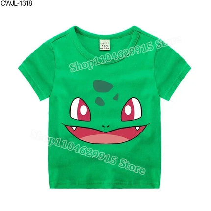 Pokemon Child T-shirt Fashion Clothes Pikachu Print T-Shirts Boutique Kids Clothing Boys Charmander Summer Tops Birthday Gift