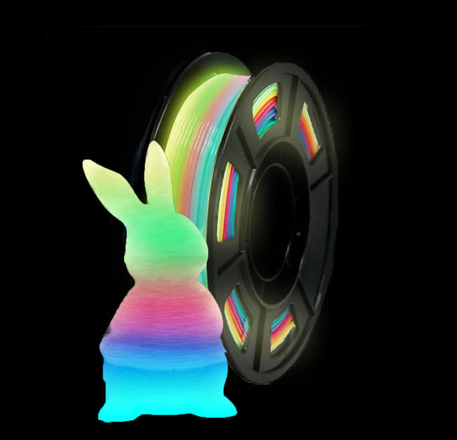 3D Printer Filament Glow in The Dark Filament Multicolor Rainbow, PLA Filament 1.75 mm 250g(2.2lbs)