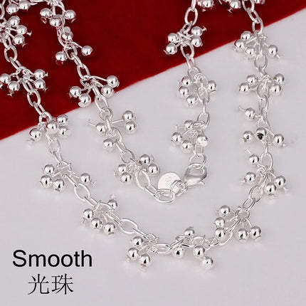 New Arrive 925 Sterling Silver Pretty Bead Bracelets Neckalce For Women Fashion Party Wedding Jewelry Sets Cute Gifts