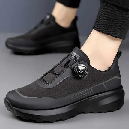 Men's Camping Running Sports Shoes with Lightweight Comfortable Versatile Studded Sole, Solid Color Mountaineering Sneakers