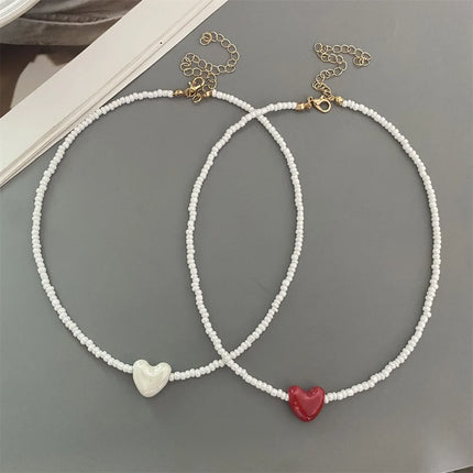 Korean Fashion Ceramics Love Heart Choker Necklace for Women Girl Colorful New Fashion Neck Jewelry Wholesale
