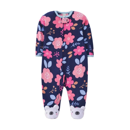 Newborn Baby Rompers Autumn Winter Zipper Fleece Sleepsuit Clothes Cute Fox Animal Footed Warm Baby Pajamas Babe Jumpsuit 0-12M