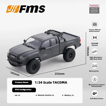 FMS FCX24 Tacoma 1/24 RC Crawler 4x4 RC Truck Crawler Remote Control Climbing Off-Road Car RTR RC Car for Adults Toy Gift