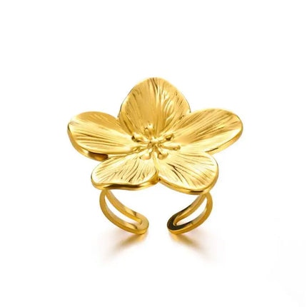 Minimalist Texture Stainless Steel Geometric Rings For Women Gold Color Opening Couple Ring Aesthetic Wedding Christmas Jewelry