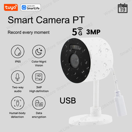 Tuya Smart 3MP&1080P HD WiFi Security Camera  5G/2.4G Indoor/Outdoor Pet Baby Monitor Color Night Vision Spotlight Audio