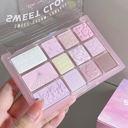 12Color Pink Brown Eye Shadow Tray Pearl Glitter Earth Matte Chocolate Eyeshadow Palette Korea Low Saturation Eye Pigment Makeup