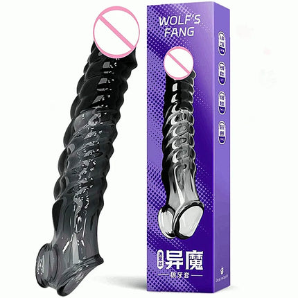 Penis Sleeve Extensions Condom Male Enlargement Delay Vibrators For Men Flexible Glans Penis Enlarger Extender Delay Ejaculation