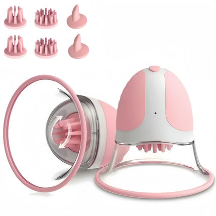 10 Modes Breast Massager with Suction Vibration Rotation - Female Nipple Stimulator, Multi Powerful Breast Suction Massager