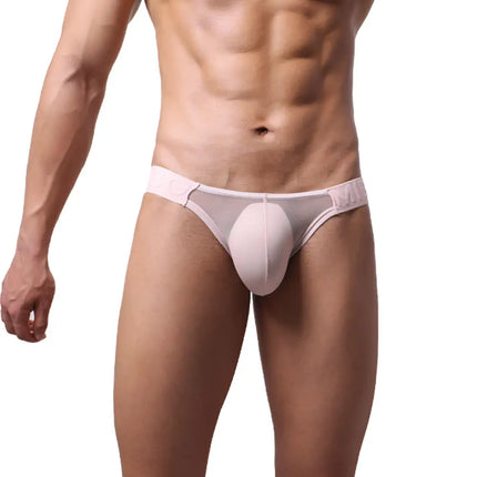 Men's 20D Ultra-Thin Briefs Low Waist Bold Bulge Pockets Sexy Fitted Triangle Underwear High Transparency Comfortable Briefs