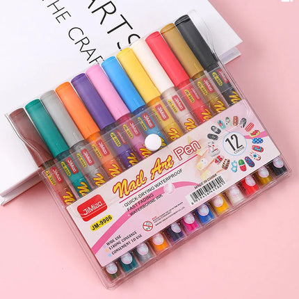 One Set Nail Art Drawing Graffiti Nail Polish Waterproof Painting Liner Pen DIY 3D Abstract Lines Flower Nail Manicure Tools