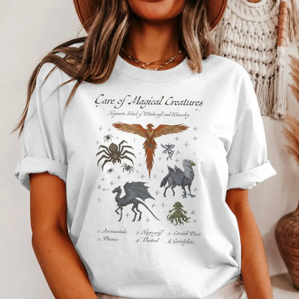 Vintage Wizard Magic T-shirts Women Men Classic Retro Animal Print T Shirts For Fan Gifts
