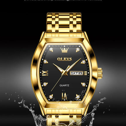 OLEVS 5528 Men's Watches Luxury Tonneau Original Top Brand Quartz Watch for Men Waterproof Luminous Week Date Male Wristwatch