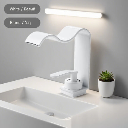Luxury Brushed Gold Bathroom Sink Faucet Deck Mounted Hot Cold Brass Mixer Waterfall Basin Faucets Lavatory Washbasin Water Tap