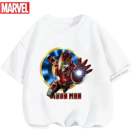 Kids Marvel Iron Man Avengers T-Shirt Boys Girls Summer Superhero Daily Wear 2026 New Anime Clothes