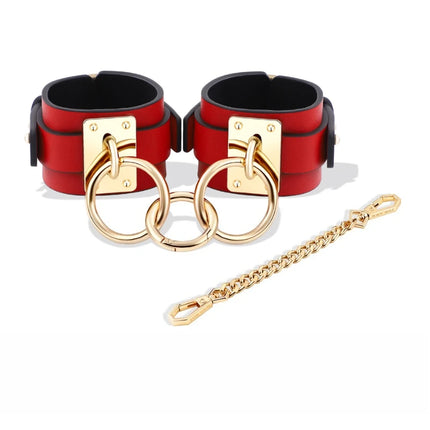 Leather Red Handcuff Anklecuffs Bondage BDSM Goth Red PU Leather Bracelet Cuff Adult Erotic Sex Toys for Couple Sexy Adult Games