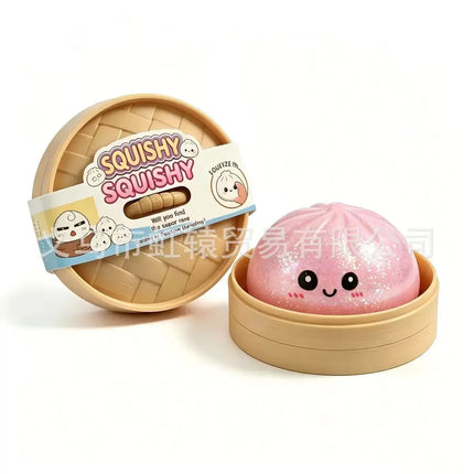New 8.5cm Glitter Dumpling Glitter Dumpling Squishy with Box Dumplings Sensory Squeeze Toy for Stress Relief S