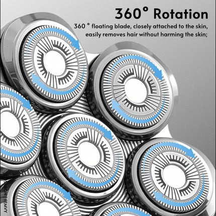 Magnetic Adsorption Replaceable Electric Shaver Head 7D Floating Blade With Double Knife Net Spare Common Interface Razor Head