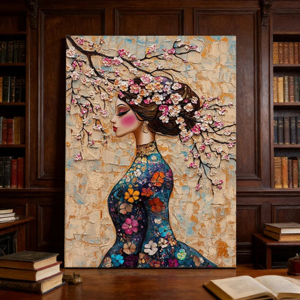 Gustav Klimt Style Mosaic Tree of Life Flower Goddess Canvas Painting Abstract Floral Goddess Art Poster Living Room Home Decor
