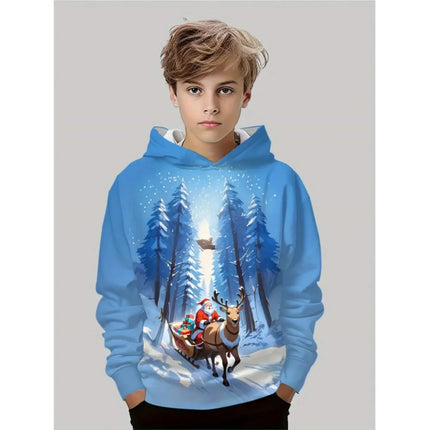 2026 Kids Boys Clothes Christmas 3D Printed Hoodie Long Sleeve Casual Winter Pullover Sweatshirt Fashion Party Children Hoodie