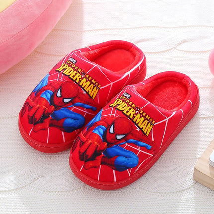 Cartoon Pattern Boys Spider Man Cotton Shoes Indoor Slippers Autumn Winter Warm Home Wear Children's Cottonslippers Anti-slip