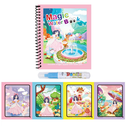 Cartoon Magic Water Drawing Book with Water Pen Reusable Coloring Book Early Learning Educational Graffiti Toy for Kids