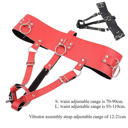 BDSM Leather AV Wand Vibrator Holder Harness Woman,Forced Orgasm Sex Suit Lingerie,Bondage Restraints,Chastity Belt,Adult Games
