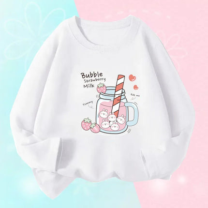Soft Cotton Children's Cartoon T-Shirts Cute Pretty Bowknot Print Baby Long Sleeve T-Shirt For Boys Girls Tee