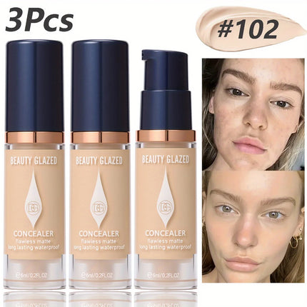 3Pcs/Set Full Coverage Concealer Foundation Long Lasting Waterproof Matte Finish Dark Spots Tattoos Travel Size Cosmetics