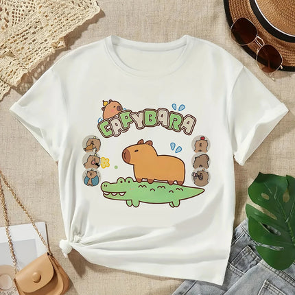 2025 Capybara T-Shirt Kids Children T-Shirt Capybara Cartoons Clothes Kid Girl Boy Capybaras T-Shirt Baby Casual Top Clothes
