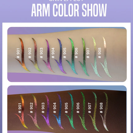 CHARMACY Duochrome Glitter Liquid Eyeliner Long Lasting Waterproof Smudgeproof Ultra Fine Tip Eye Liner Women Makeup Cosmetics