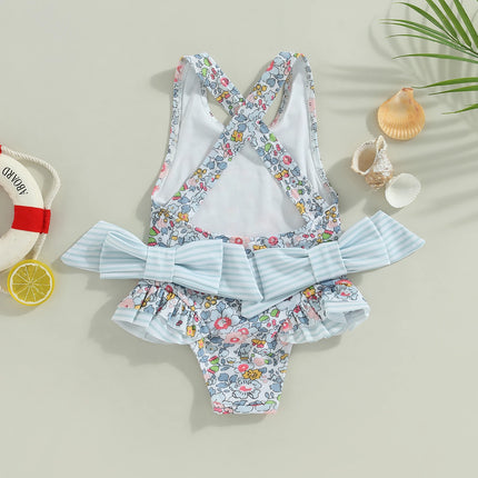 ma&baby 1-6Y Toddler Infant Kid Baby Girl Swimsuit Floral Print Bow Backless Swimwear Summer Beachwear Bathing Suit