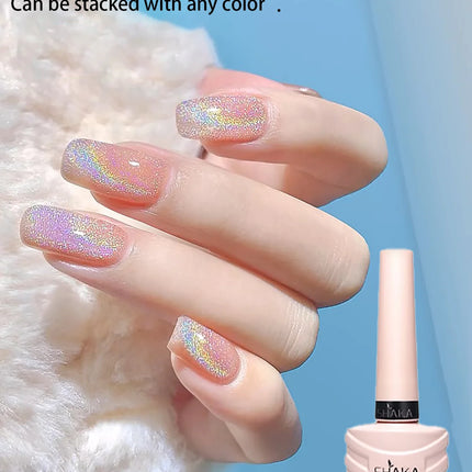 1pcs PSK 2025 Flash Versatile Rainbow Cat Eye Gel Nail Polish Popular Universal Rainbow Laser Crystal Cat Eye Nail Art Nail