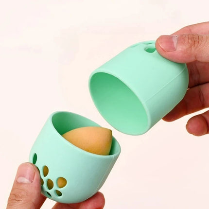 Empty Makeup Sponge Holder Eco-Friendly Silicone Beauty Egg Organizer Breathable Drying Storage Case Cosmetic Puff Holder Box