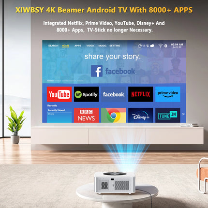 XIWBSY 1000ANSI Outdoor Projector 8K AutoFocus Android Projector 8k Video Home Theater Projector Wifi6 BT5.2 Portable Proyector