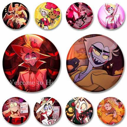 Lucifer Alastor Duckies Soft Button Pins DIY Round Snap-in Brooches Backpack Shirt Accessories  Customize Cartoon Cosplay Badge
