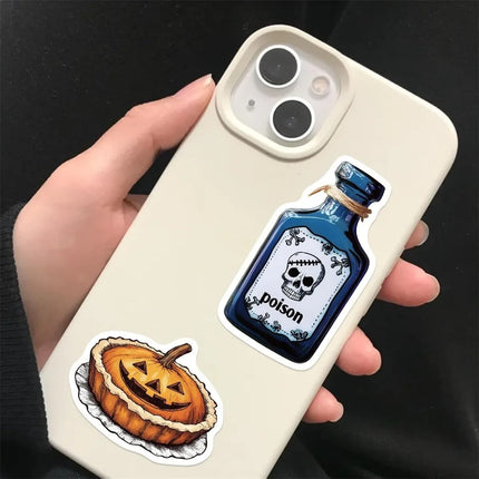 50PCS Potion Stickers Magic Skull Bat Potion Sticker for Halloween Magic Medicine Bottle Stickers Waterproof for Water Bottles
