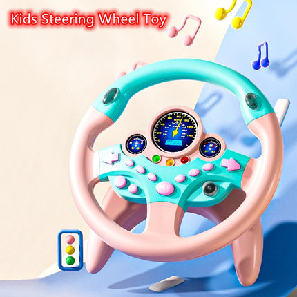 Kids Steering Wheel Toy - Backseat Pretend Play with Lights & Music - Fun Preschool Driving Simulator Gift for Toddlers
