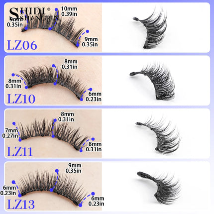 3D Fluffy Mink Magnetic Lashes Kit - 1 Pair Winged Anime Natural False Eyelash Extension No Glue Needed Magnet Band Makeup Tool