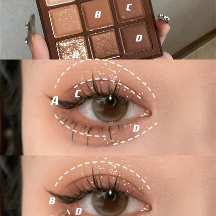 9 Colors Chocolate Eye Shadow Palette Pearly Matte Earth Color Eyeshadow Pallete Shiny Sequins Eye Pigments Lasting Makeup