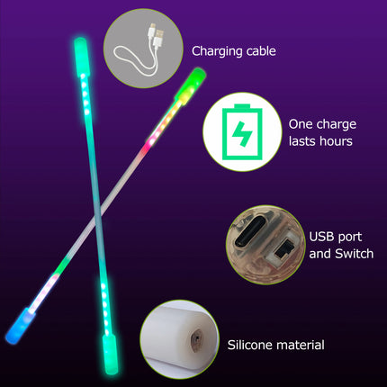One set Flashing Panda Double-Sided Multicolor Flashing LED Contact Staff