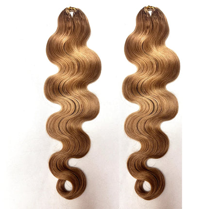 Body Wave Feather Crochet Hair Extension Human Hair Knotless Pre-Separated Crochet Human Hair Extensions Dark Brown Color #27