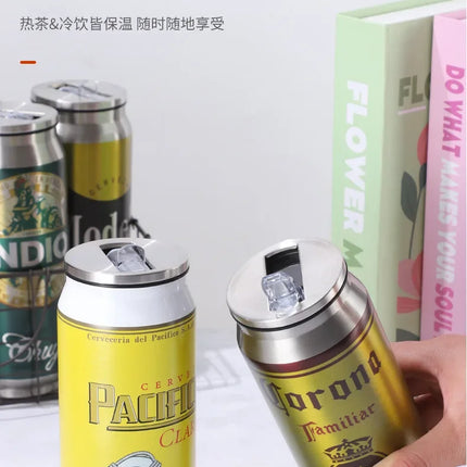 500ML Termos Beer Cup 304 Stainless Steel Car Thermos Cola Can Laser Printing Botella De Acero Inoxidable Ninos Garrafa Termica