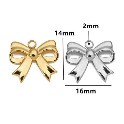 5pcs Stainless Steel Bow Knot Charms Waterproof Pvd Plated Gold Bow Pendants for DIY Earrings Bracelets Necklace Jewelry Making