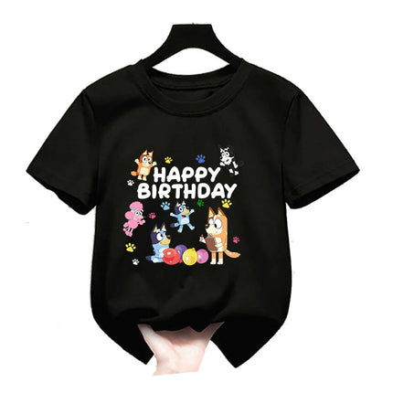 Bluey Girls T-shirt Kids' Clothing Summer Printed Cartoon Tees Short Sleeve Kids' Cotton Outfits Tops