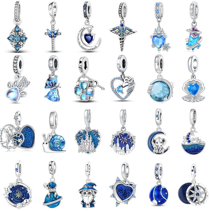 Orstarry Charm Silver 925 Beads Blue Series Fit Bracelet Charms DIY Original Fashion Pendants For Women Jewelry Trendy Gifts
