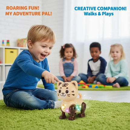 Children's electronic musical toy cartoon electric sounding toy tiger toy with sound flashing lights singing dancing functions