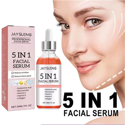 5 In1 Hyaluronic Acid Facial Serum Moisturizing Brightening Lightening Fine Lines Vitamin C Pore Shrinking Serum Skincare 30ml